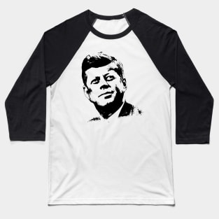 John F. Kennedy Portrait Pop Art Black White Baseball T-Shirt